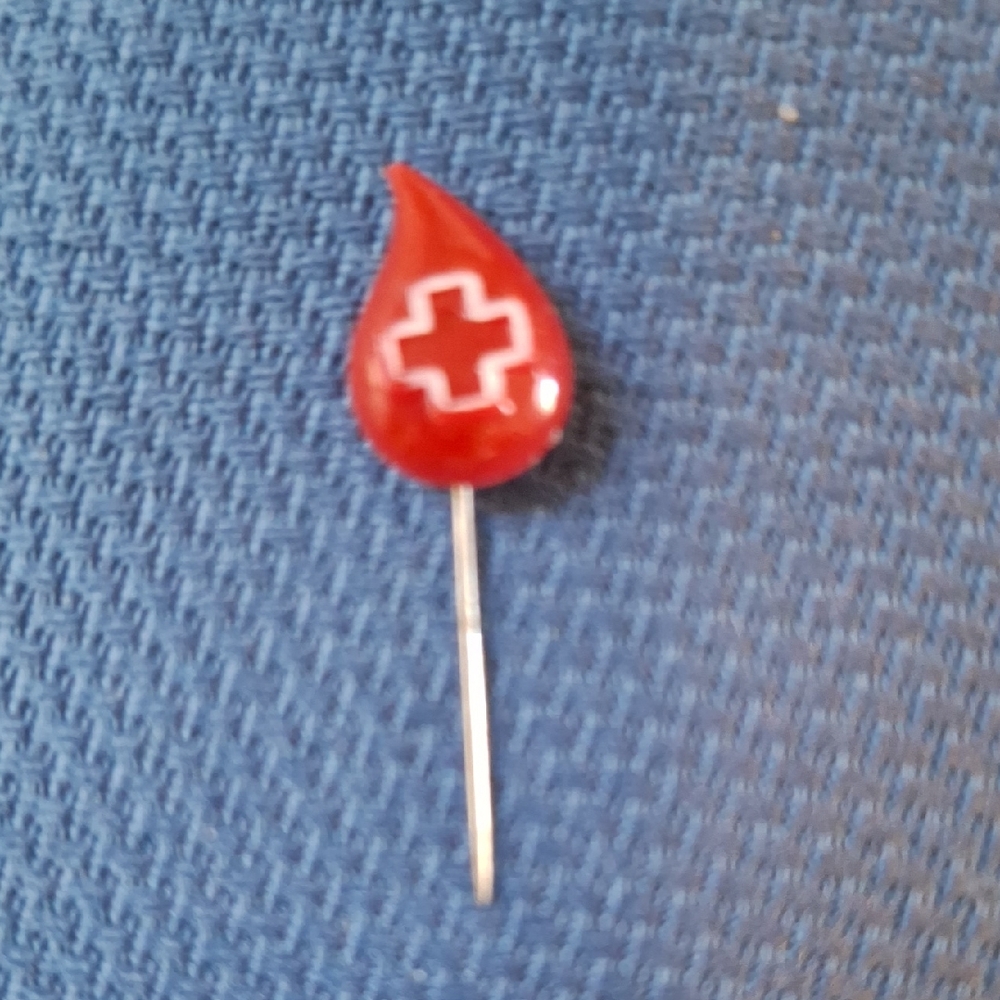 Red Cross Blood Drop Pin